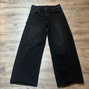 American Eagle Outfitters Black Jeans Low Rise Baggy Wide Leg Sz 6 EUC